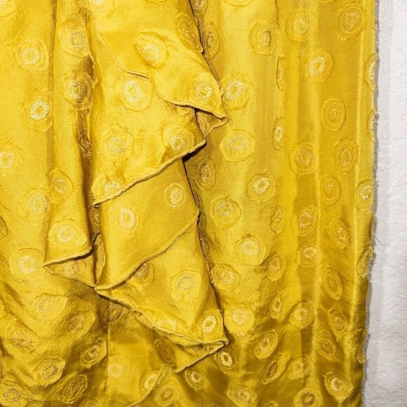 New Quillaree BHLDN x Anthropologie Yellow Silk Tethered Dot Dress 0 - Picture 4 of 11